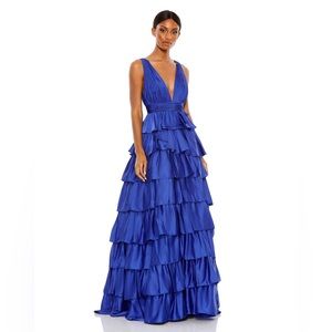 Size 2 MacDuggal blue tiered dress formal. Only worn once! Prom dress